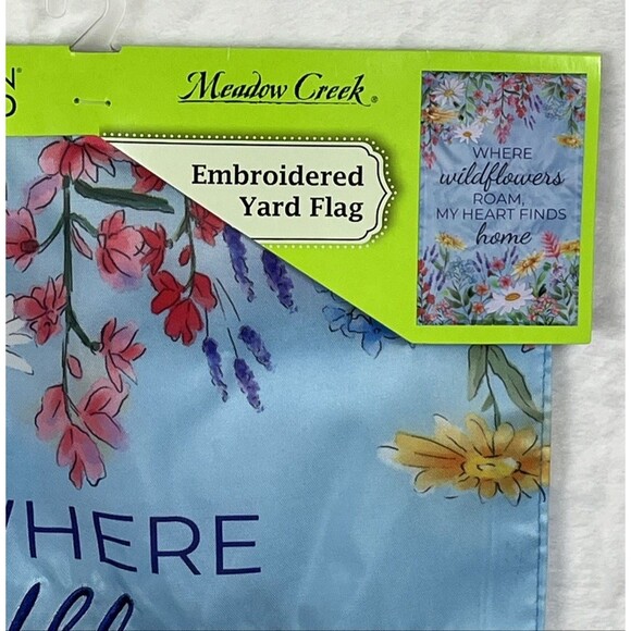 Meadow Creek Embroidered Yard Flag Wildflowers Home 11.5x18 Multicolor Home NEW - Picture 2 of 6
